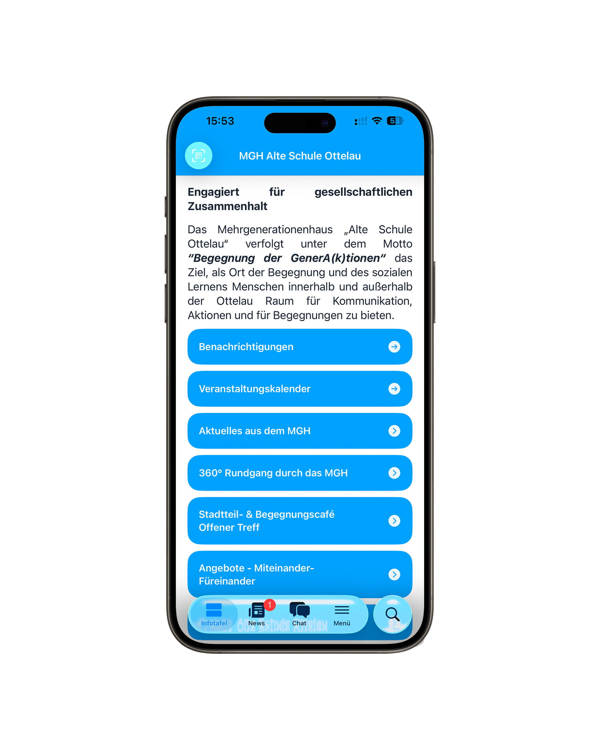 Ansicht der MGH-App - Beispiel MGH Ottelau