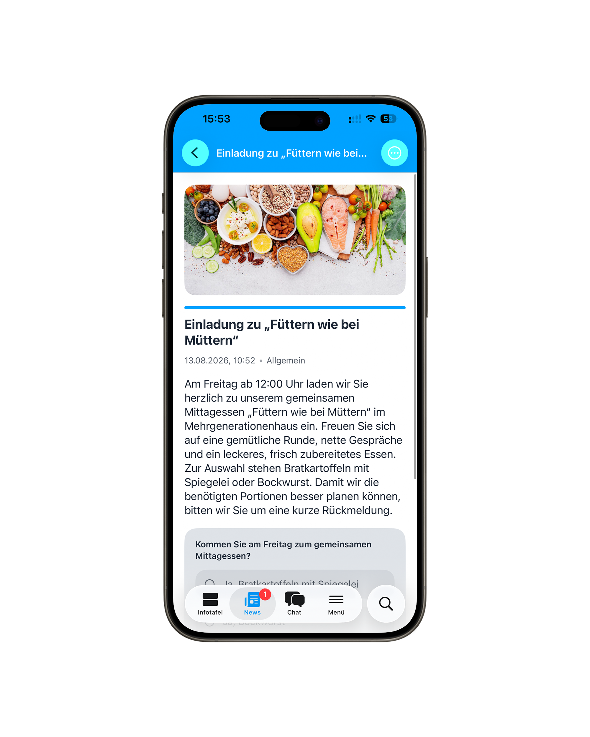 Ansicht der MGH-App - Beispiel MGH Ottelau
