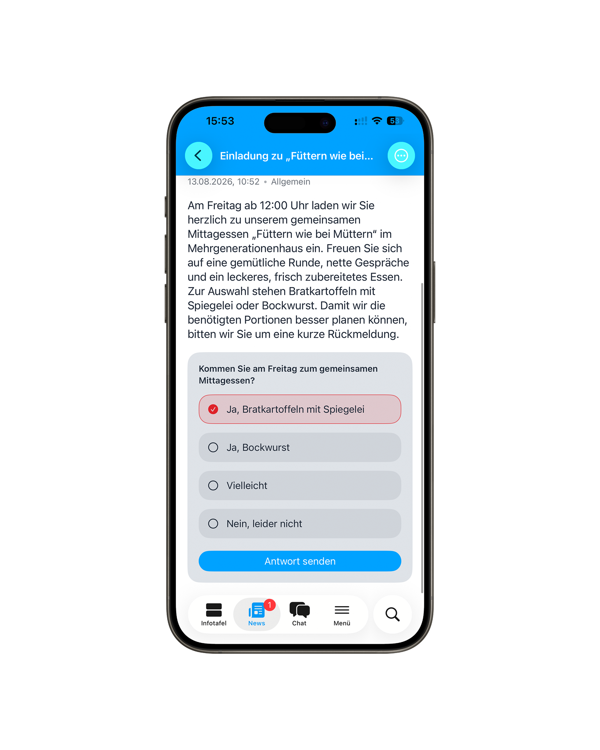 Ansicht der MGH-App - Beispiel MGH Ottelau