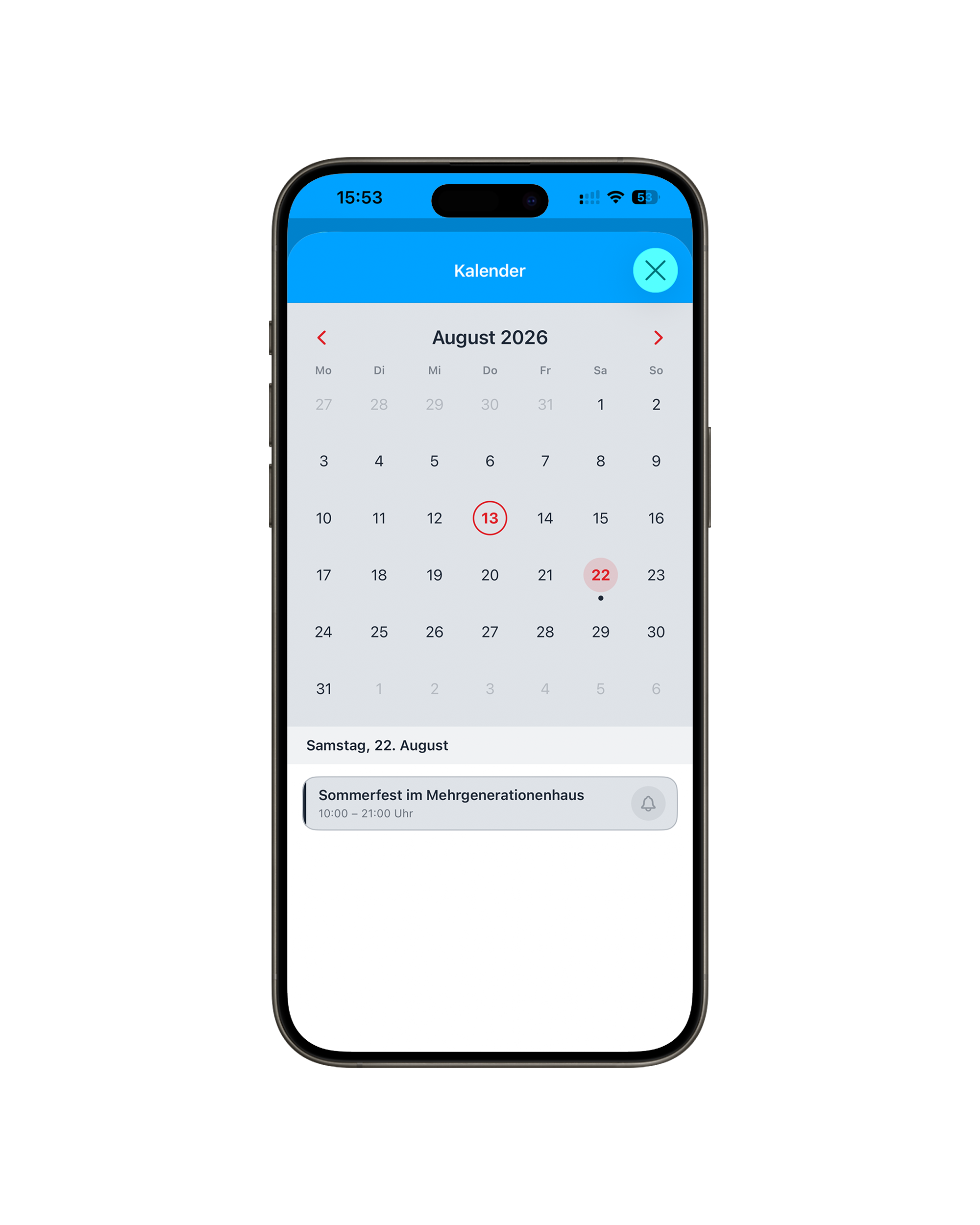 Ansicht der MGH-App - Beispiel MGH Ottelau