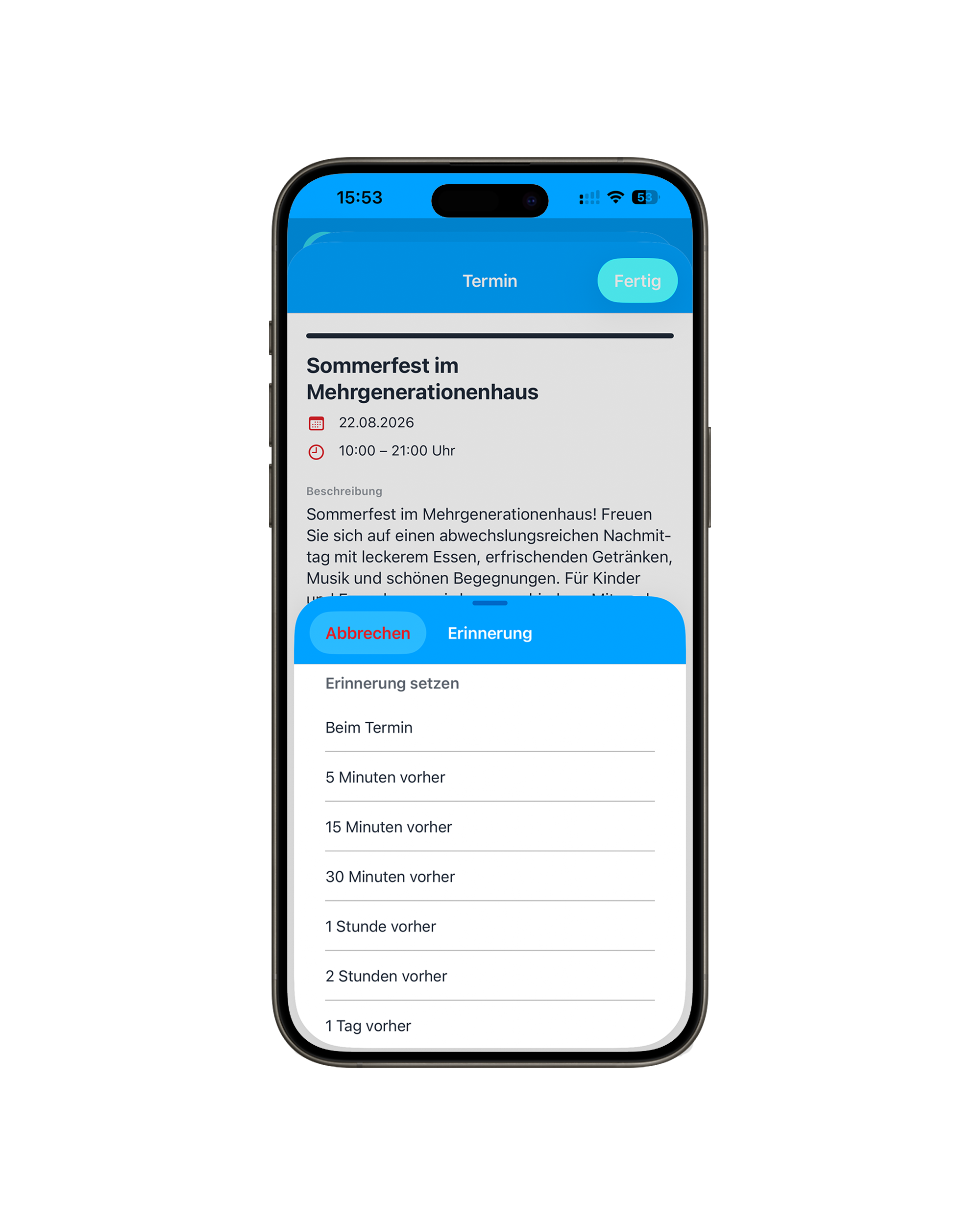 Ansicht der MGH-App - Beispiel MGH Ottelau